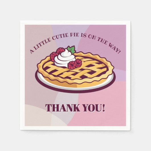 小さなかわいこちゃんパイのミニマリストパープルベビーシャワー スタンダードカクテルナプキン (正面)