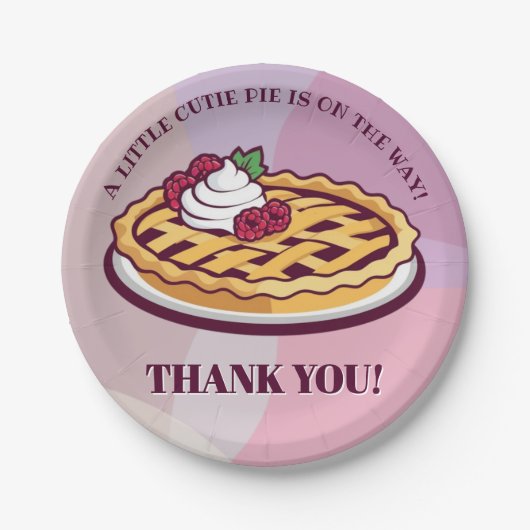 小さなかわいこちゃんパイのミニマリストパープルベビーシャワー ペーパープレート (正面)