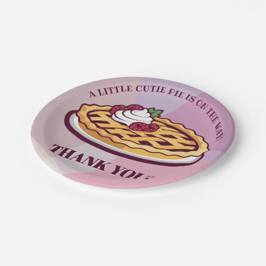 小さなかわいこちゃんパイのミニマリストパープルベビーシャワー ペーパープレート (アングル)
