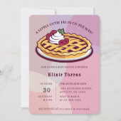 小さなかわいこちゃんパイのミニマリストパープルベビーシャワー 招待状 (正面)