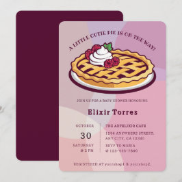 小さなかわいこちゃんパイのミニマリストパープルベビーシャワー 招待状