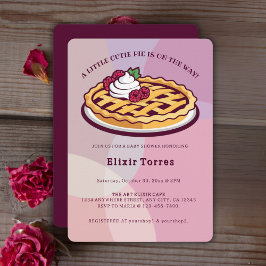 小さなかわいこちゃんパイのミニマリストパープルベビーシャワー 招待状