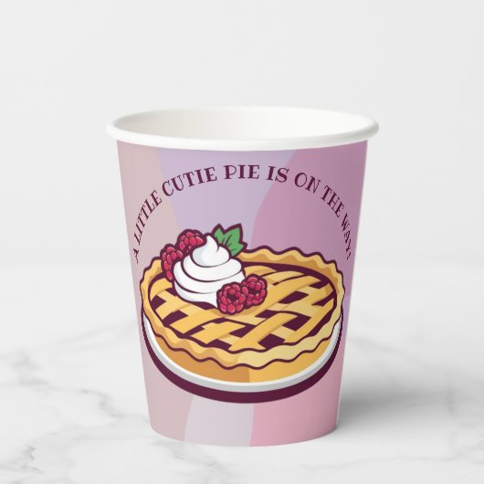 小さなかわいこちゃんパイのミニマリストパープルベビーシャワー 紙コップ (裏面)