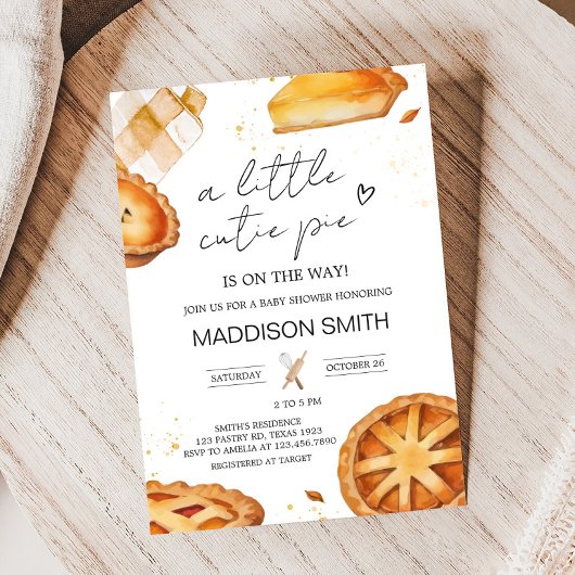 小さなかわいこちゃんパイの赤ちゃんシャワー 招待状