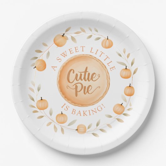 小さなかわいこちゃんパイはベーキング | 赤ちゃんシャワー ペーパープレート (正面)