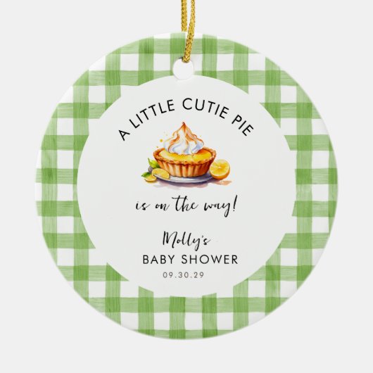 小さなかわいこちゃんパイギンガムベビーシャワー記念の品 セラミックオーナメント (正面)
