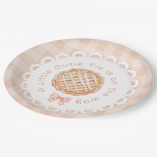 小さなかわいこちゃんパイギンガムボーベイビーシャワー ペーパープレート (アングル)