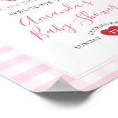 小さなかわいこちゃんパイピンクプレイドさくらんぼウェルカムサイン ポスター (角)