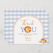 小さなかわいこちゃんパイファースト誕生日ブルーギンガム サンキューカード (正面/裏面)