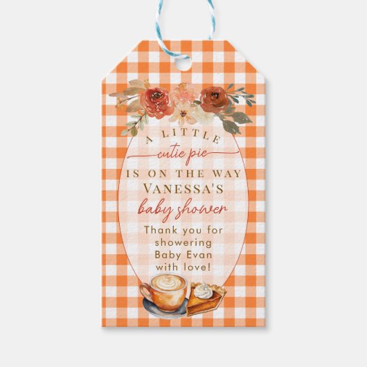 小さなかわいこちゃんパイフローラ秋をテーマにした赤ちゃんシャワー ギフトタグ (正面)