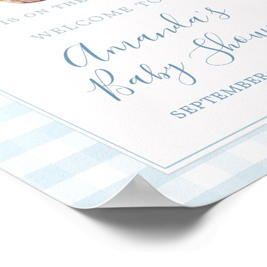 小さなかわいこちゃんパイブループレイドさくらんぼウェルカムサイン ポスター (角)