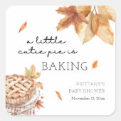 小さなかわいこちゃんパイベーキング秋の赤ちゃんシャワー スクエアシール (正面)