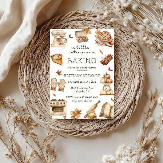 小さなかわいこちゃんパイベーキング秋の赤ちゃんシャワー 招待状