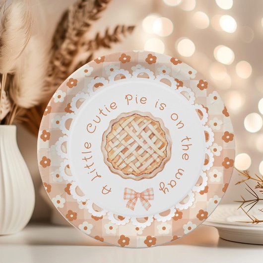 小さなかわいこちゃんパイヴィンテージフローラボウベイビーシャワー ペーパープレート