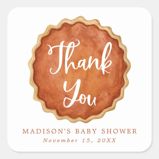 小さなかわいこちゃんパイ秋カボチャ赤ちゃんシャワー スクエアシール (正面)