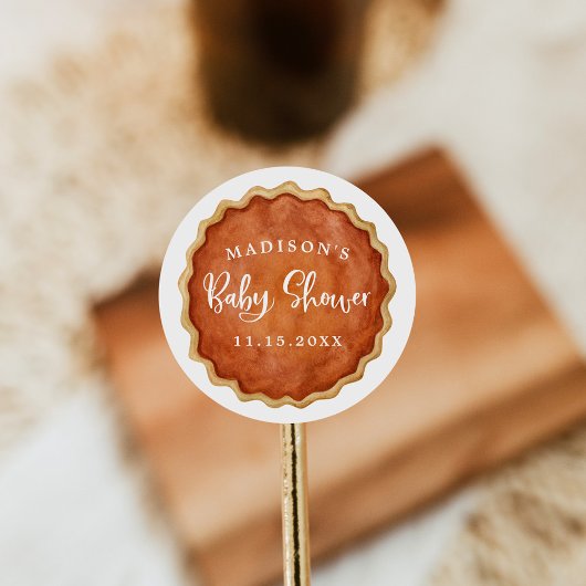 小さなかわいこちゃんパイ秋カボチャ赤ちゃんシャワー ラウンドシール