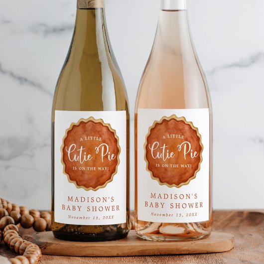 小さなかわいこちゃんパイ秋カボチャ赤ちゃんシャワー ワインラベル