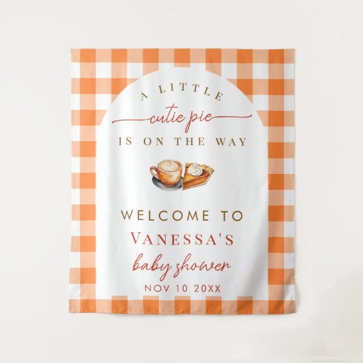 小さなかわいこちゃんパイ秋テーマベビーシャワー背景 タペストリー (正面)