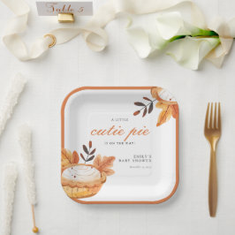 小さなかわいこちゃんパイ秋フローラベビーシャワー紙P ペーパープレート