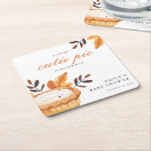 小さなかわいこちゃんパイ秋フローラ赤ちゃんシャワー スクエアペーパーコースター (アングル)