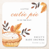 小さなかわいこちゃんパイ秋フローラ赤ちゃんシャワー スクエアペーパーコースター (正面)