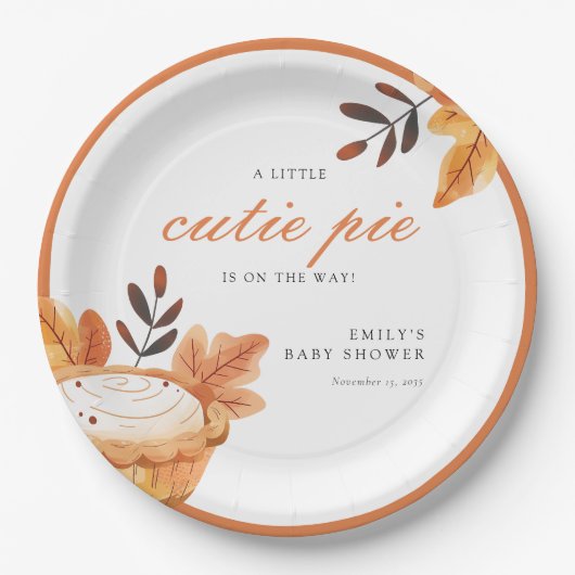 小さなかわいこちゃんパイ秋フローラ赤ちゃんシャワー ペーパープレート (正面)
