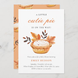 小さなかわいこちゃんパイ秋フローラ赤ちゃんシャワー 招待状