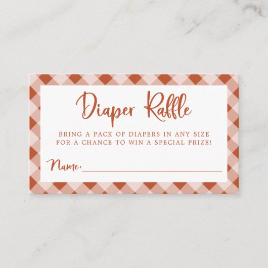 小さなかわいこちゃんパイ秋赤ちゃんシャワーおむつラッフル エンクロージャーカード (正面)