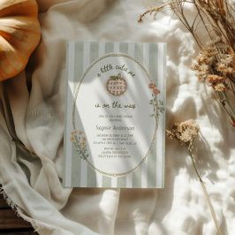 小さなかわいこちゃんパイ緑のコテージ赤ちゃんシャワー 招待状