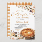 小さなかわいこちゃんパイ赤ちゃんシャワーカボチャ秋フローラ 招待状 (正面/裏面)