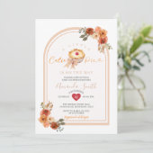 小さなかわいこちゃんパイBohoアーチフローラ赤ちゃんシャワー 招待状 (スタンド正面)