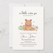 小さなかわいこちゃんパンプキンパイテディベア赤ちゃんシャワー 招待状 (正面)