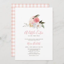 小さなかわいこちゃんピーチベビーシャワー招待状