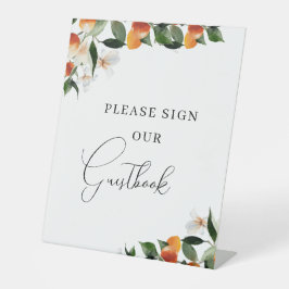 小さなかわいこちゃんフローラベビーシャワーのゲストブックサイン 台座サイン