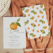 小さなかわいこちゃんベビーシャワーオレンジ招待状 招待状