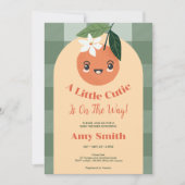 小さなかわいこちゃんミカンのギンガムベビーシャワー 招待状 (正面)