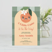 小さなかわいこちゃんミカンのギンガムベビーシャワー 招待状 (スタンド正面)