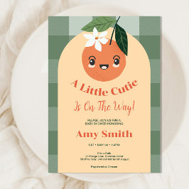 小さなかわいこちゃんミカンのギンガムベビーシャワー 招待状