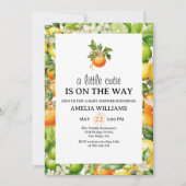 小さなかわいこちゃんミカン緑の赤ちゃんシャワー 招待状 (正面)