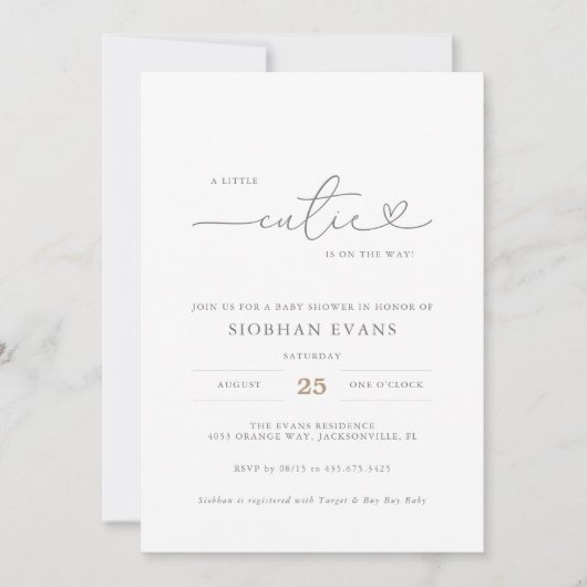 小さなかわいこちゃんモダンの赤ちゃんシャワー招待状 招待状 (正面)