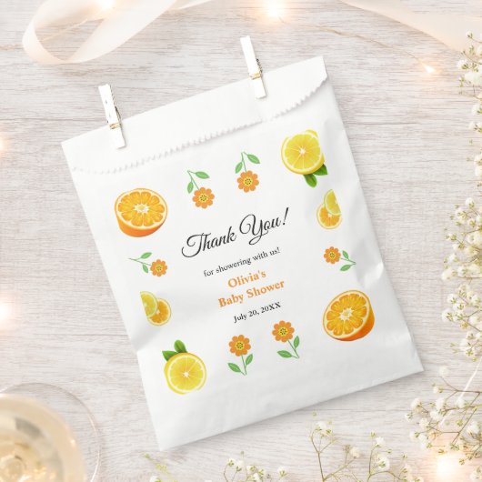 小さなかわいこちゃんレモン柑橘類ありがとう赤ちゃんシャワー フェイバーバッグ (クリップ留めされた状態)