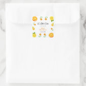 小さなかわいこちゃんレモン柑橘類オレンジ色の赤ちゃんシャワー スクエアシール (バッグ)