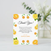 小さなかわいこちゃん柑橘系ベビーシャワーサンキューカード (スタンド正面)