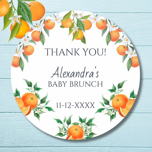 小さなかわいこちゃん柑橘系ベビーブランチありがとう ラウンドシール