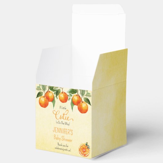 小さなかわいこちゃん柑橘類の水の色ベビーシャワー フェイバーボックス (オープン)