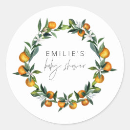 小さなかわいこちゃん柑橘類オレンジの果実の赤ちゃんシャワー ラウンドシール