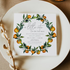 小さなかわいこちゃん柑橘類オレンジフルーツ赤ちゃんシャワーInv 招待状