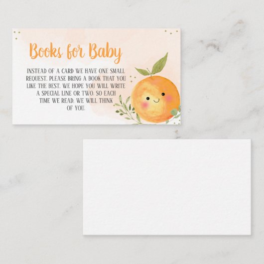 小さなかわいこちゃん柑橘類オレンジ色の本ベビー エンクロージャーカード (正面/裏面)