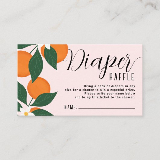 小さなかわいこちゃん植物柑橘類オレンジ色の赤ちゃんシャワー エンクロージャーカード (正面)