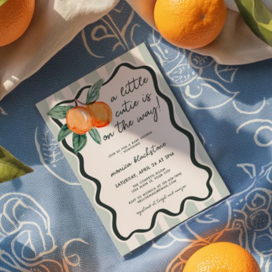 小さなかわいこちゃん男女兼用のシャワー 招待状